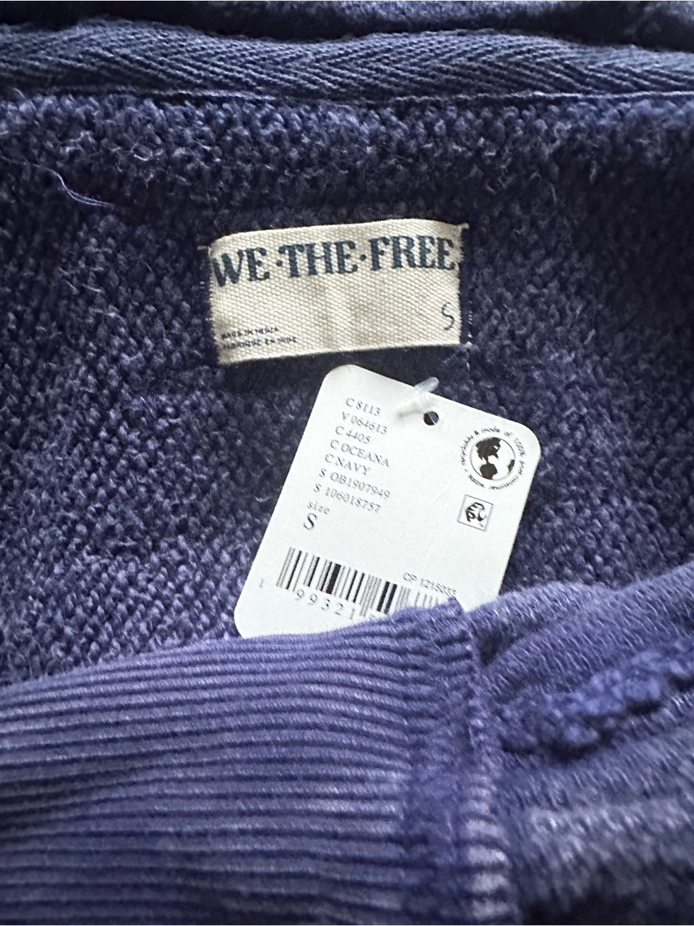 FREE PEOPLE WE THE FREE FOREVER YOURS CARDI NWT Size M in Navy - Picture 3 of 3